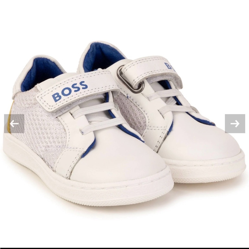 Hugo BOSS Boys White Logo Leather Trainers size euro 23